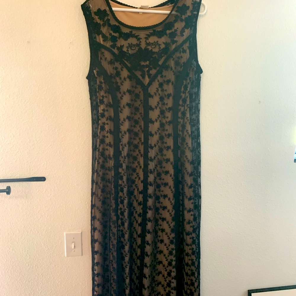 Black lace slip dress from Sundance. Slip is separate. Only worn once.